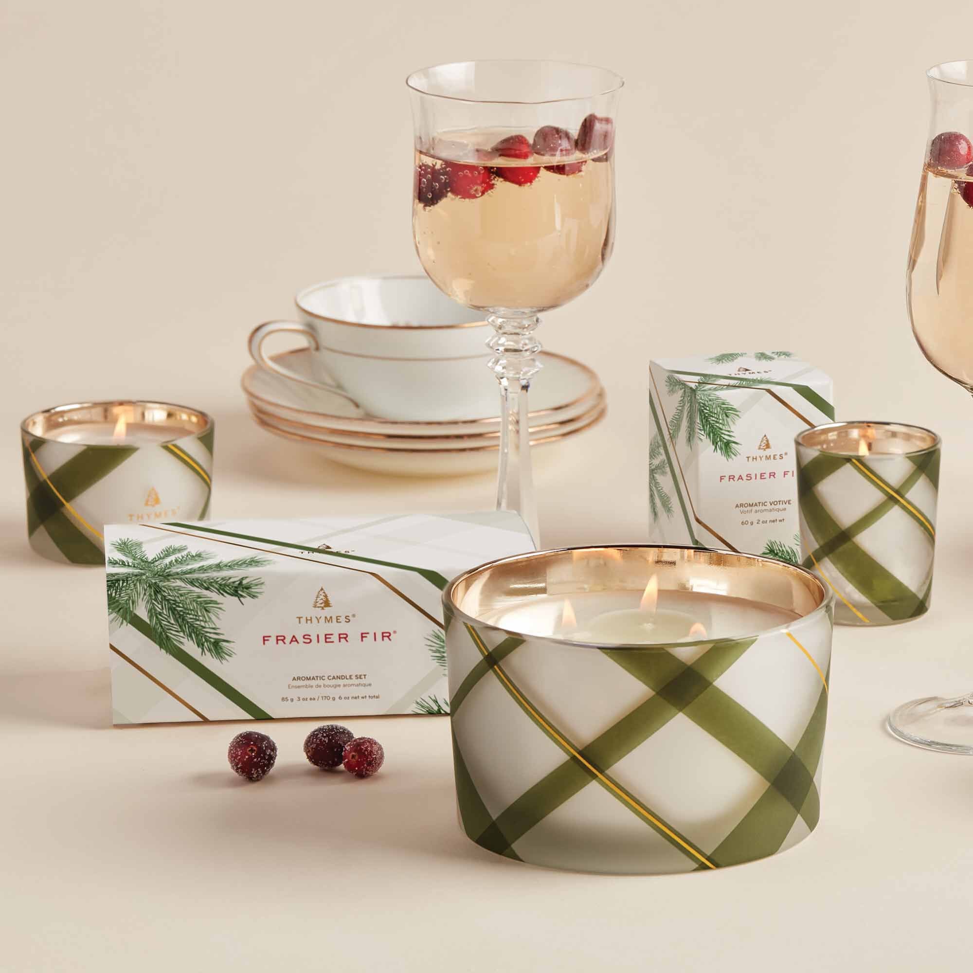 Frasier Fir? Frosted Plaid 3-Wick Candle - Thymes