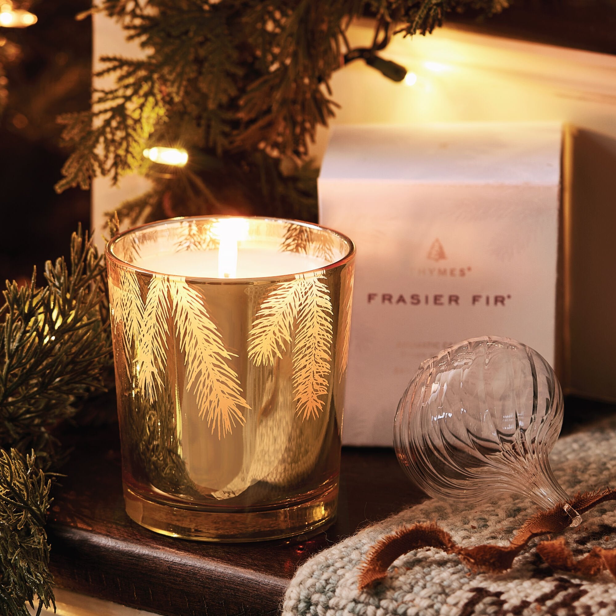 Frasier Fir? Gilded 13 oz Poured Candle - Thymes