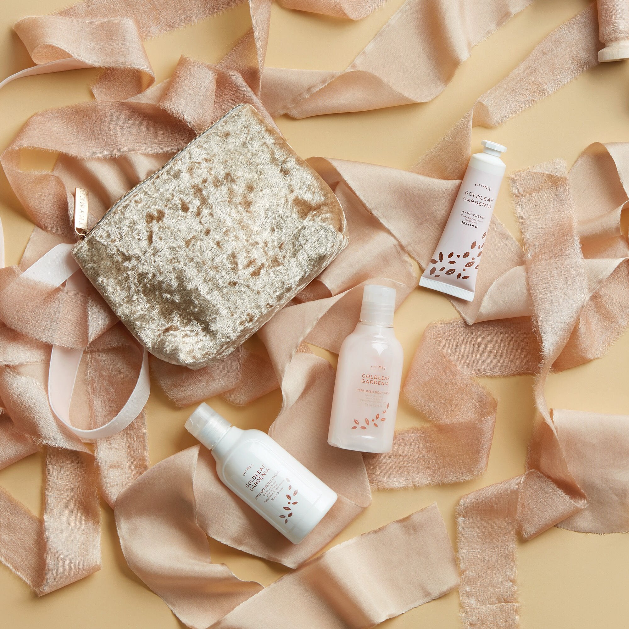 Goldleaf Gardenia Travel Set with Beauty Bag - Thymes