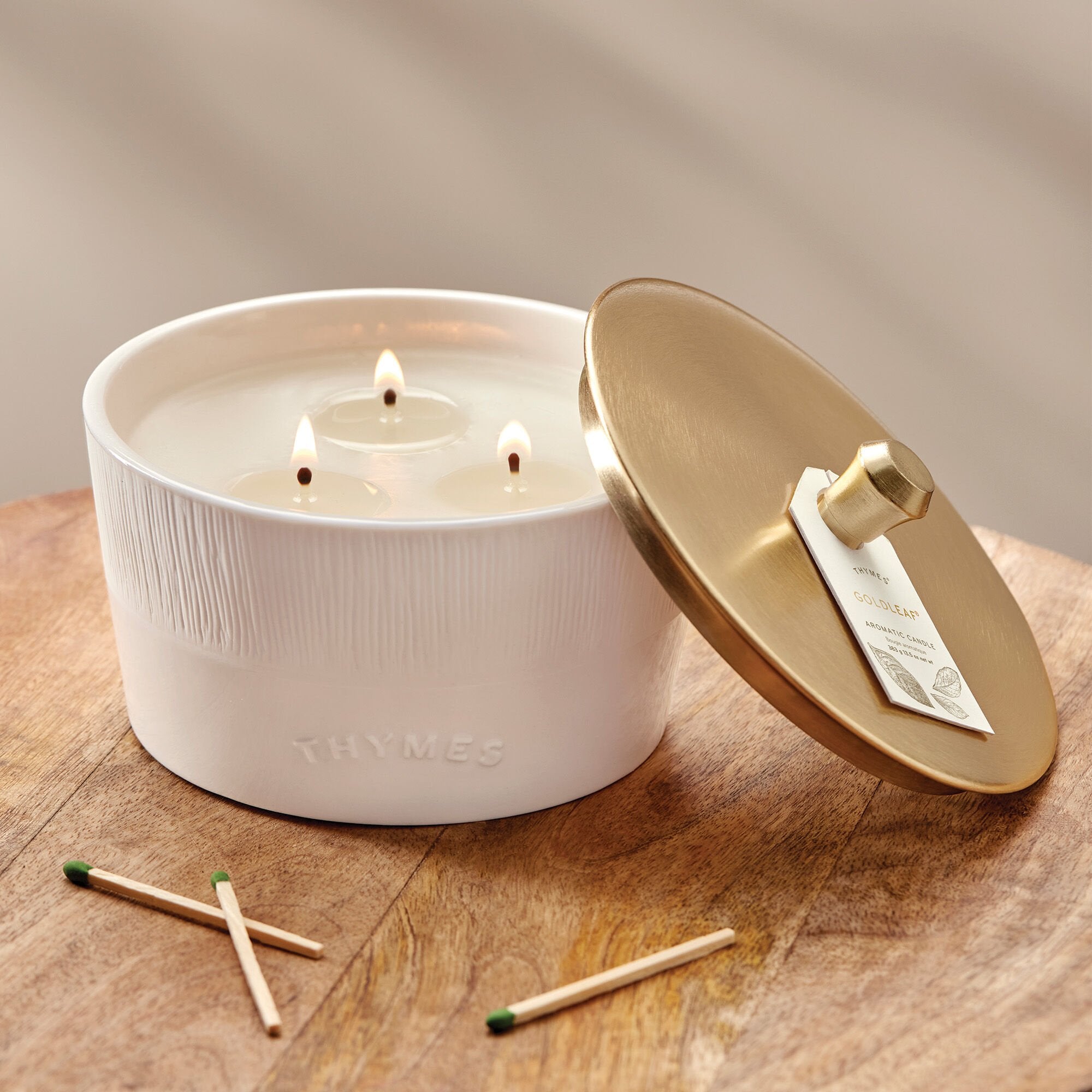 Goldleaf Statement 3-Wick Candle - Thymes