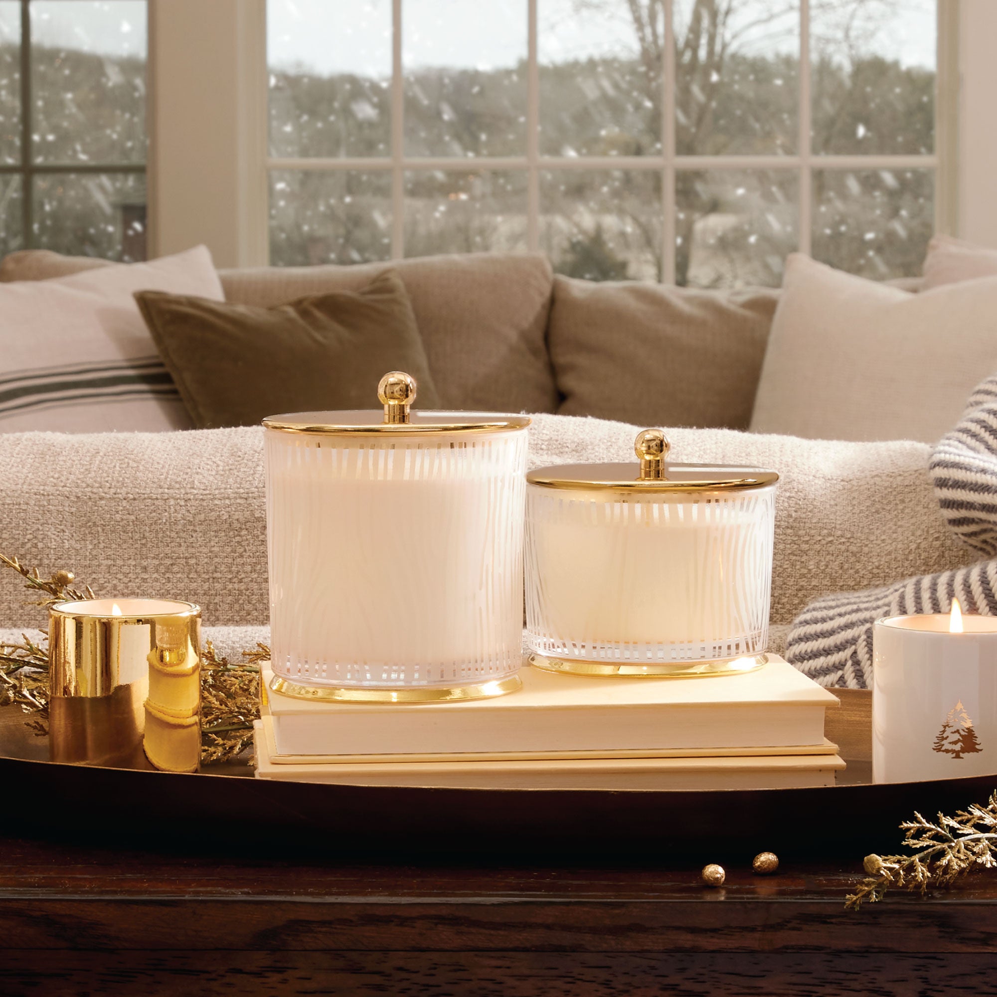 Frasier Fir? Gilded Frosted Wood Grain Candle - Thymes
