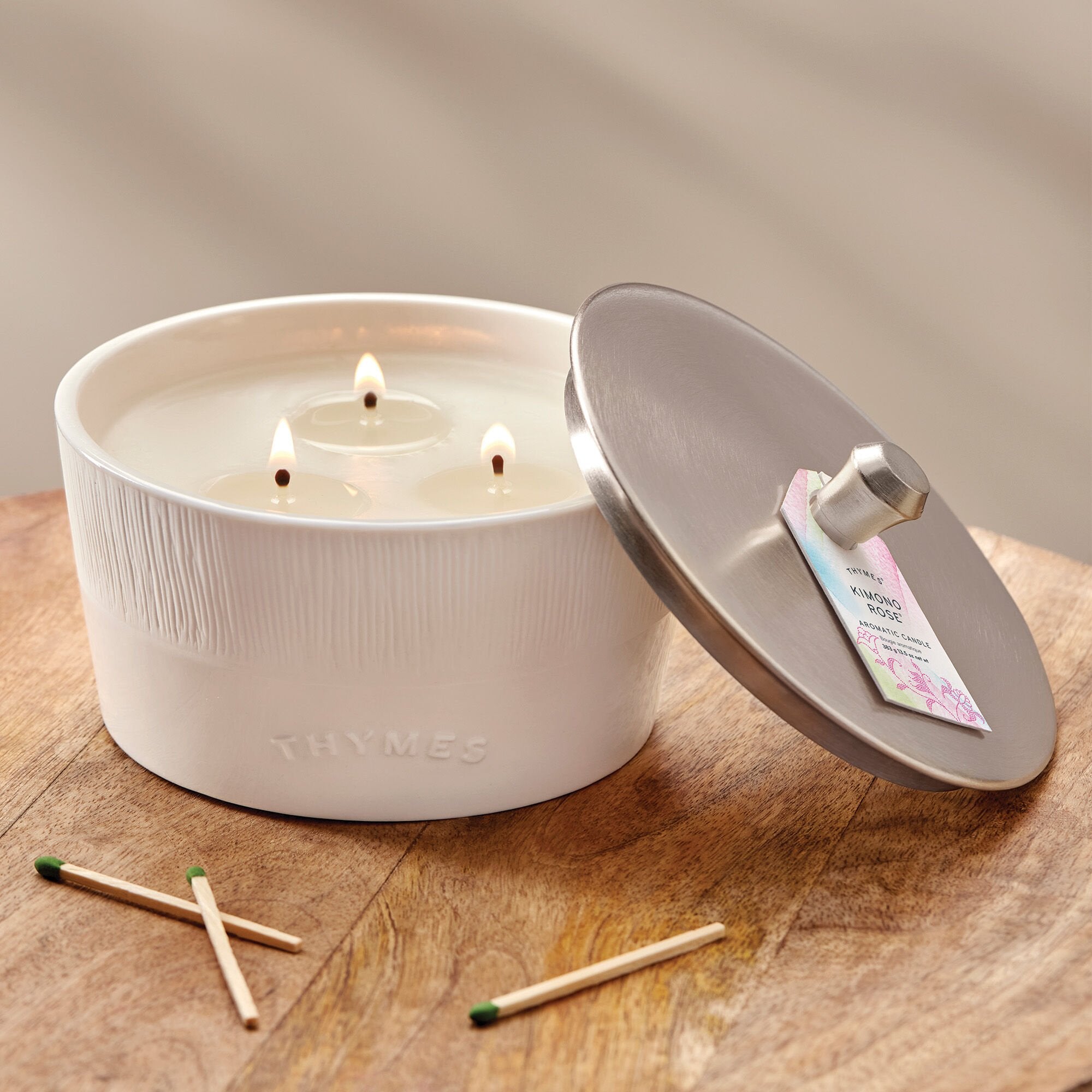 Kimono Rose Statement 3-Wick Candle - Thymes