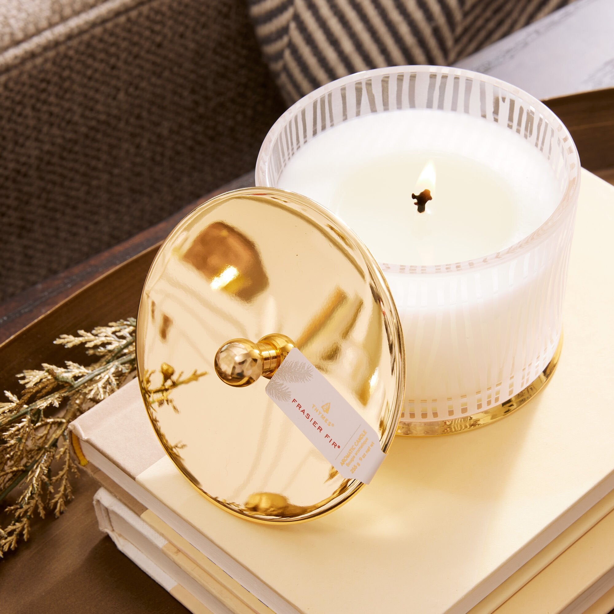 Frasier Fir? Gilded Frosted Wood Grain Candle - Thymes