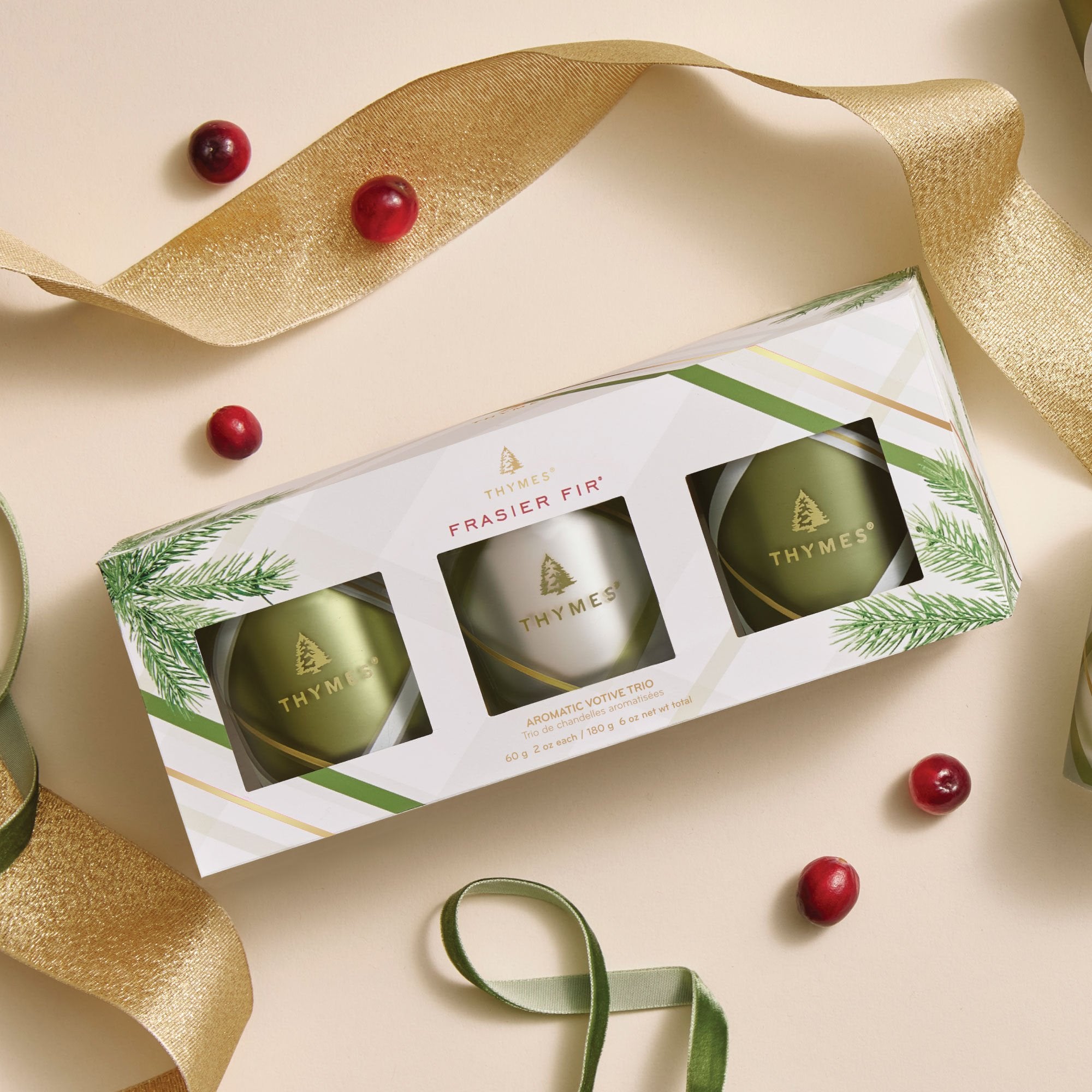 Frasier Fir® Frosted Plaid Votive Trio - Thymes
