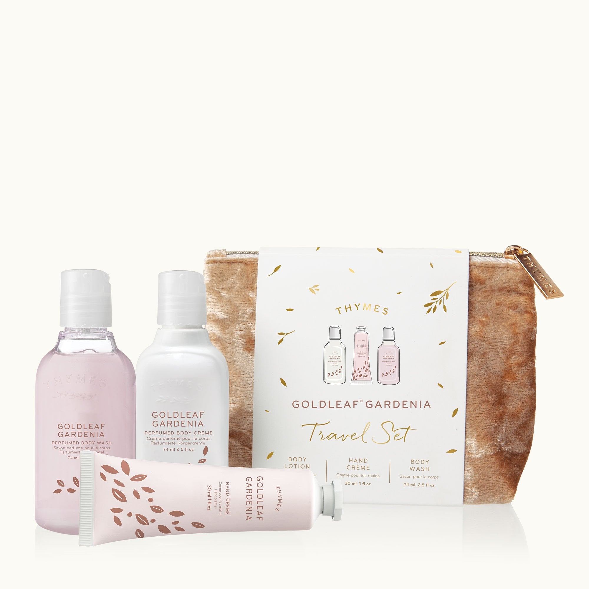 Goldleaf Gardenia Travel Set with Beauty Bag - Thymes