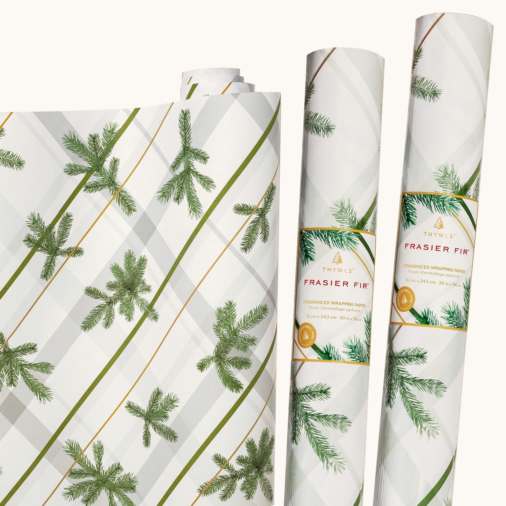 Frasier Fir? Frosted Plaid Wrapping Paper. 2 Pack - Thymes